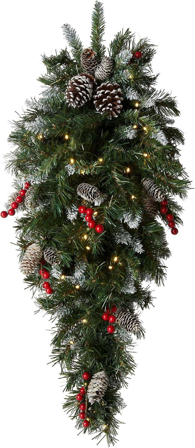 National Tree 36in Pre-Lit Frosted Berry Teardrop