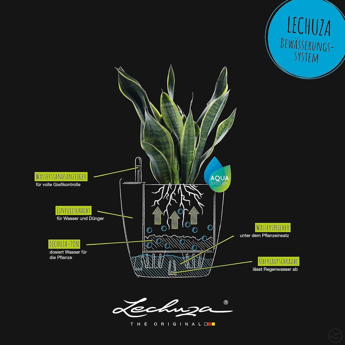 Lechuza 13244 Classico Color 43 Self-Watering Planter for Indoor and Outdoor Use, 17" x 17" x 16", Slate Matte