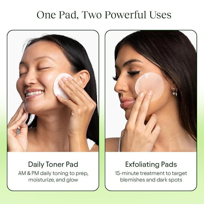 Glazed Donut Skin trend - JiYu Toning Polish Pads - Korean Skincare for Dark Spots, Wrinkles & Dull Skin - Hydrating Facial Treatment with Snail Mucin, Niacinamide, Peptides & Centella - 100 Count product image showing the affordable Amazon dupe for achieving this makeup look