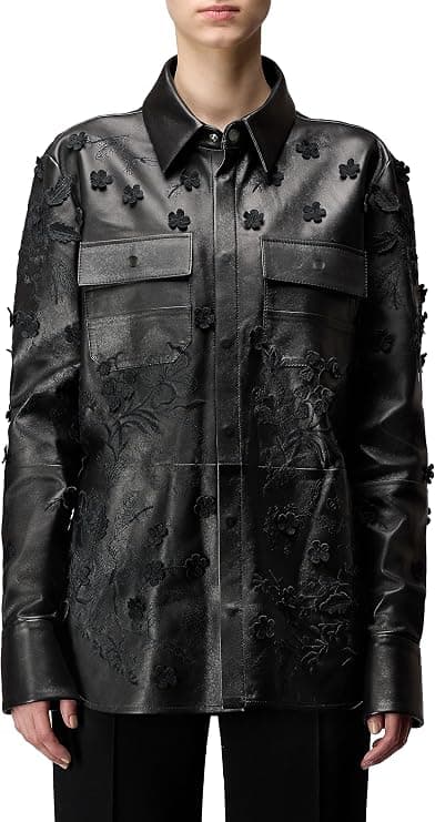 Elie Saab Leather Embroidered Jacket - Luxury Outerwear - $2,000+