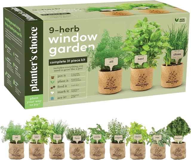 Planters' Choice 9 Herb Indoor Window Garden Kit