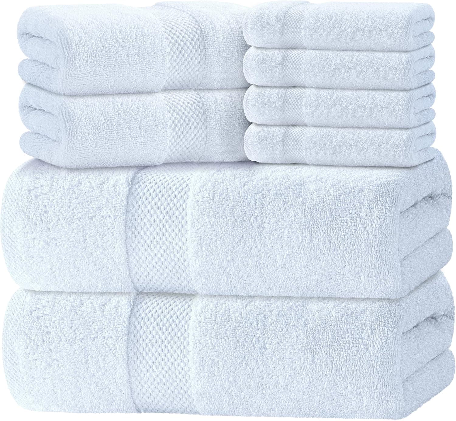 Luxury White Bath Towel Set of 8 Pieces