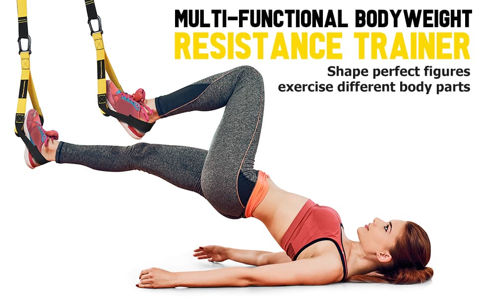 Home Resistance Training Kit with straps, door anchor, and handles arranged on a workout surface